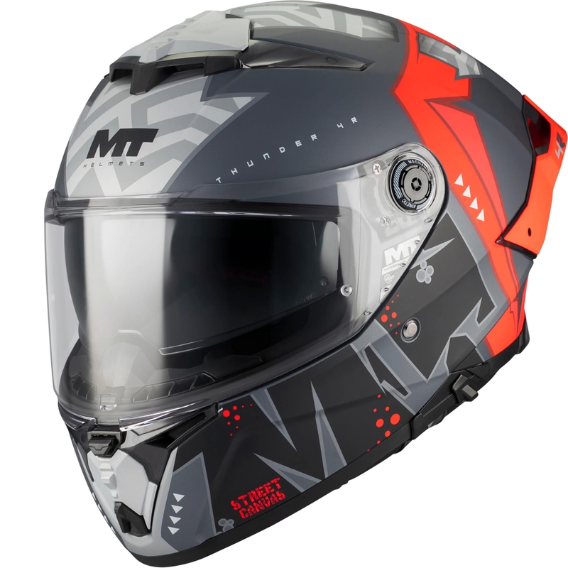 Integrální helma na motorku MT Thunder 4 R SV Canvas C5 černo-šedo-červená