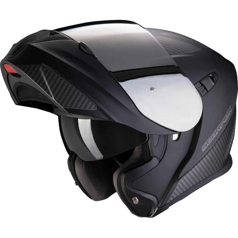Motoros sisak flip Scorpion EXO-920 Fluxus fekete-ezüst