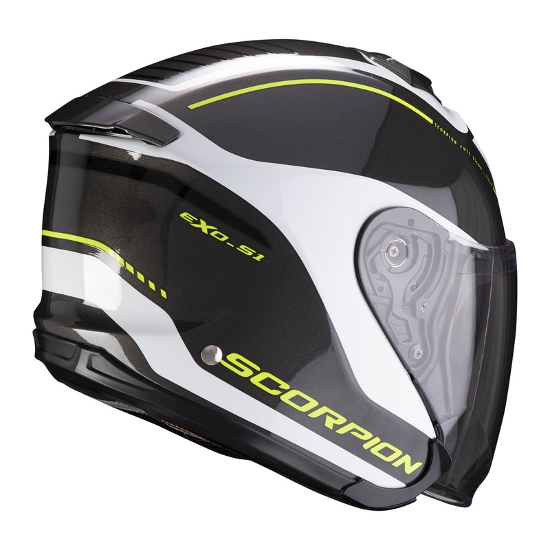 Nyitott sisak Scorpion EXO-S1 Árnyék fekete-fehér-fluo sárga