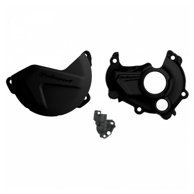 Clutch and ignition cover protector kit POLISPORT fekete részére YAMAHA YZ 250 F 2014-2018