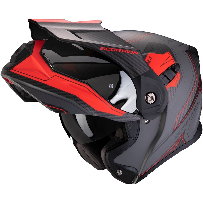 Összecsukható enduro sisak Scorpion ADX-1 Tucson szürke-piros akció kiárusítás