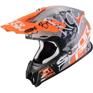 Motocross sisak Scorpion VX-16 Air Oratio szürke-narancs