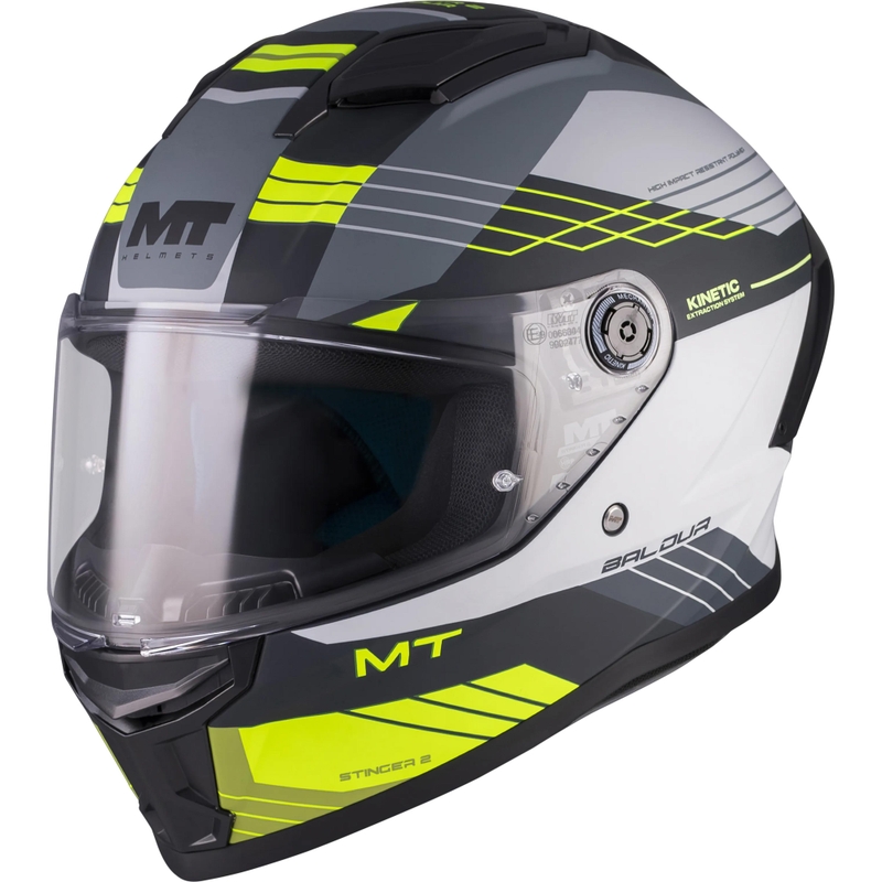 Integrální helma na motorku MT Stinger 2 Baldur C3 černo-šedo-fluo žlutá