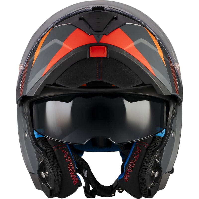 Výklopná helma na motorku MT Atom 2 SV Kaster C14 matná černo-šedo-oranžová