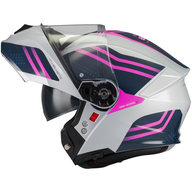 Výklopná helma na motorku MT Genesis R SV Vibe C8 šedo-modro-růžová