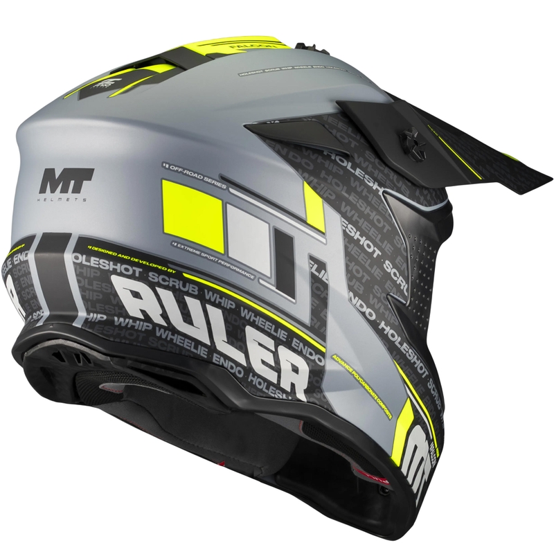 Motokrosová helma na motorku MT Falcon S Ruler C2 matná černo-šedo-fluo žlutá
