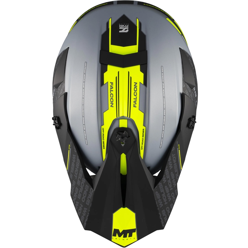 Motokrosová helma na motorku MT Falcon S Ruler C2 matná černo-šedo-fluo žlutá