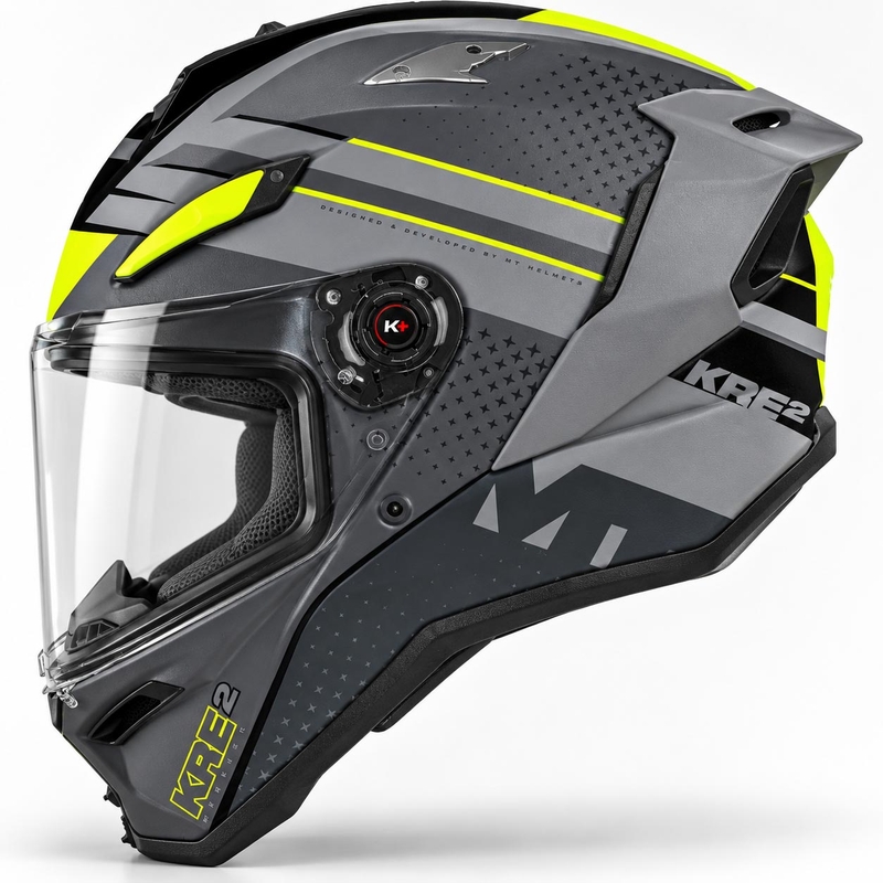 MT KRE 2 Fussion C2 zárt motoros bukósisak matt-fényes szürke-fluo sárga