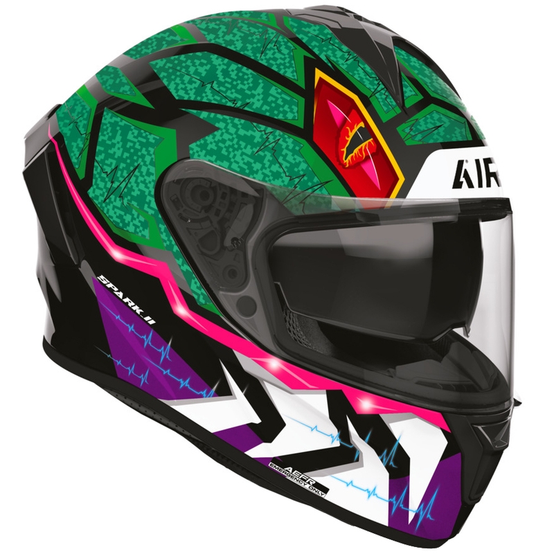 Integrální helma na motorku Airoh Spark 2 Rex černo-zeleno-fialová