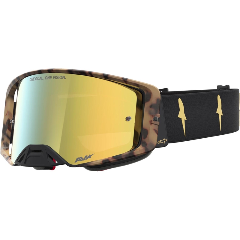Motokrosové brýle Alpinestars Supertech limitovaná edice Zona černo-hnědé se zrcadlově zlatým plexi