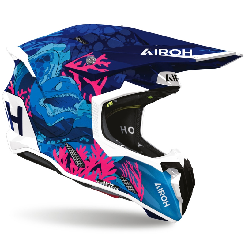 Motokrosová helma na motorku Airoh Twist 3 Underwater modro-bílo-růžová