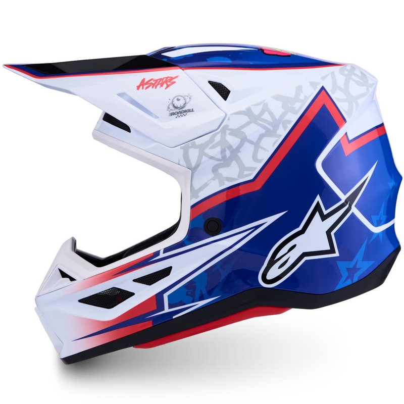 Motokrosová helma na motorku Alpinestars Supertech S-M7 Blaster bílo-modrá