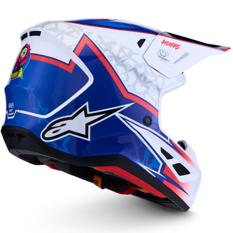 Motokrosová helma na motorku Alpinestars Supertech S-M7 Blaster bílo-modrá