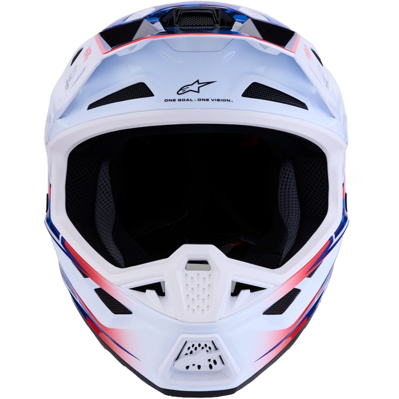 Motokrosová helma na motorku Alpinestars Supertech S-M7 Blaster bílo-modrá