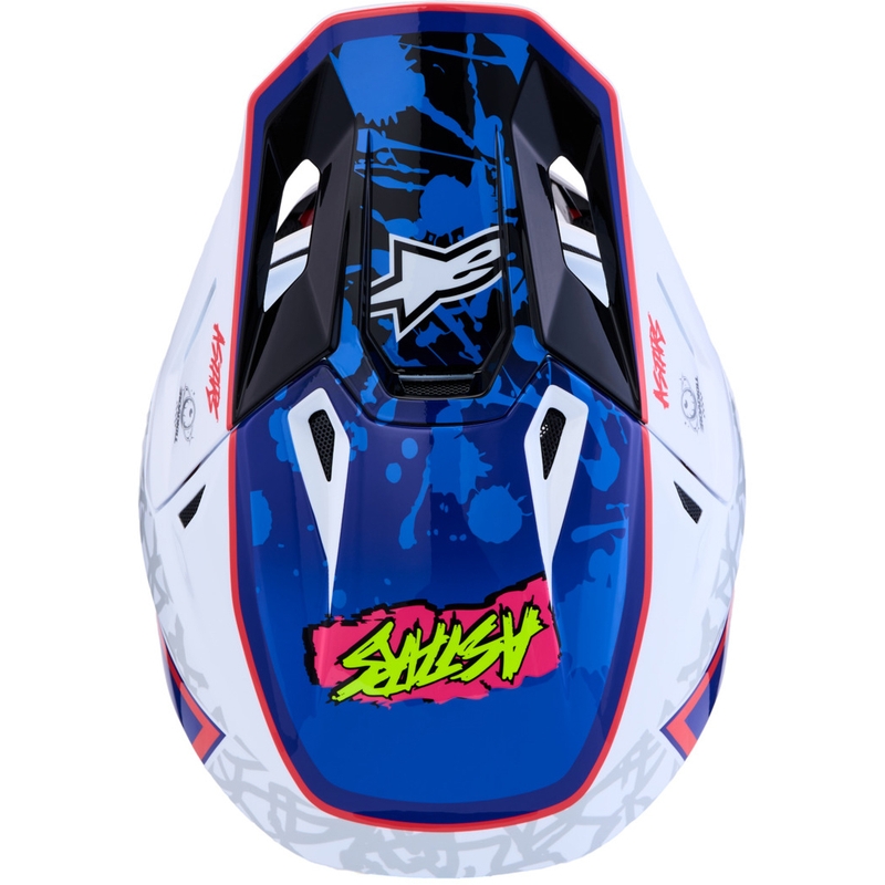Motokrosová helma na motorku Alpinestars Supertech S-M7 Blaster bílo-modrá