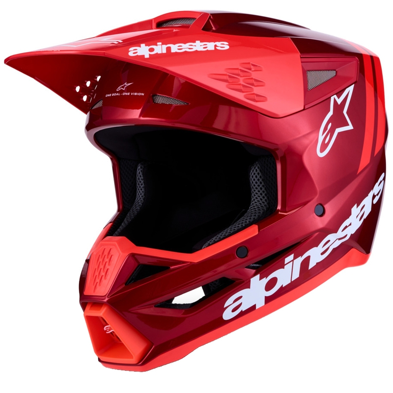 Motokrosová helma na motorku Alpinestars S-M3 Radium fluo červeno-bílá