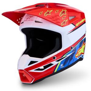 Motokrosová helma na motorku Alpinestars S-M3 Falcon fluo červeno-bílá