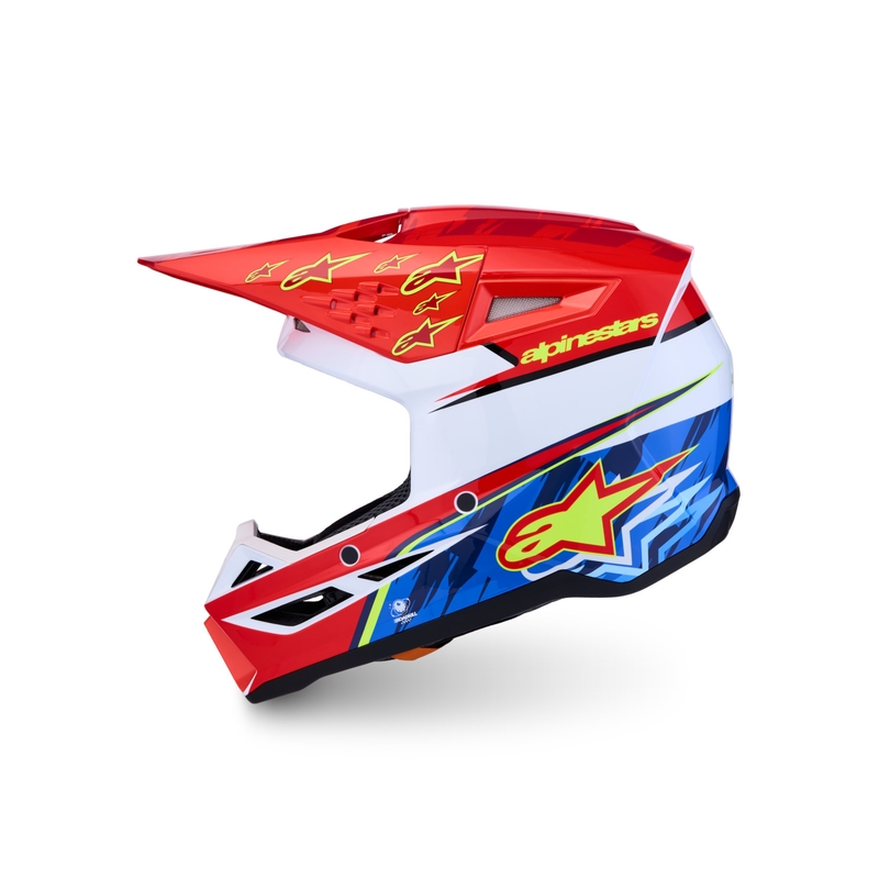 Motokrosová helma na motorku Alpinestars S-M3 Falcon fluo červeno-bílá