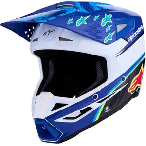 Motokrosová helma na motorku Alpinestars S-M3 Falcon modro-bílo-černá