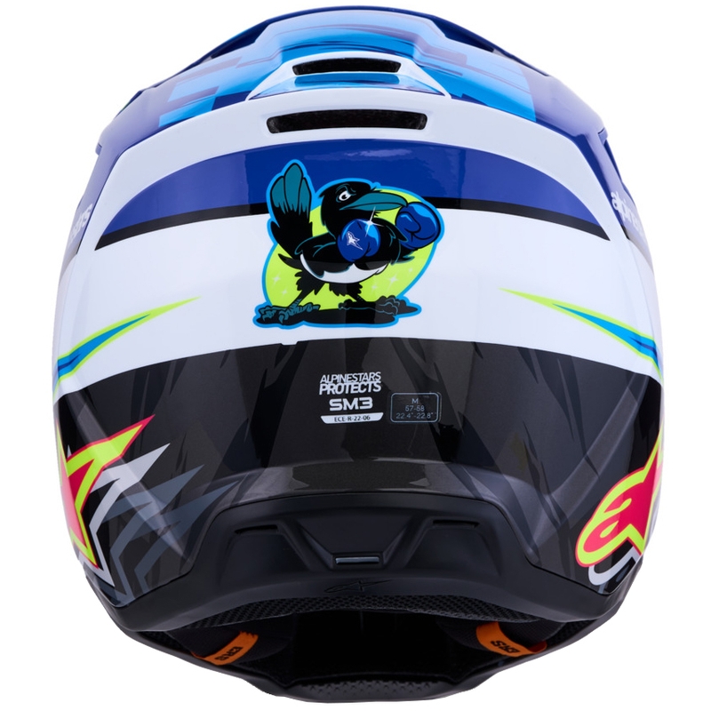 Motokrosová helma na motorku Alpinestars S-M3 Falcon modro-bílo-černá
