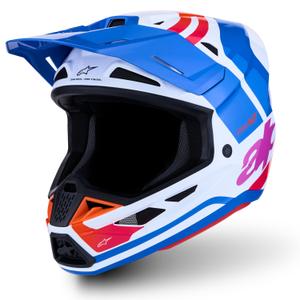 Motokrosová helma na motorku Alpinestars Supertech S-M7 Core bílo-modro-oranžová