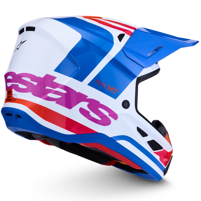 Motokrosová helma na motorku Alpinestars Supertech S-M7 Core bílo-modro-oranžová