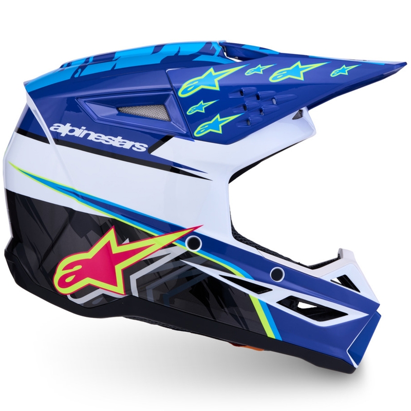 Dětská motokrosová helma na motorku Alpinestars S-M3 Falcon modro-bílo-černá