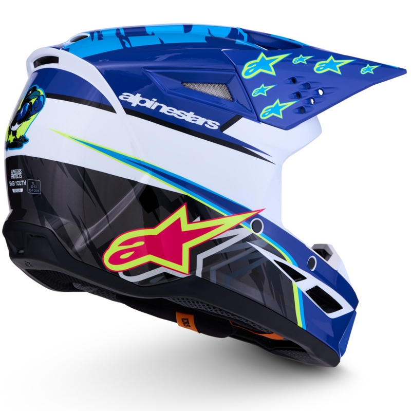 Dětská motokrosová helma na motorku Alpinestars S-M3 Falcon modro-bílo-černá