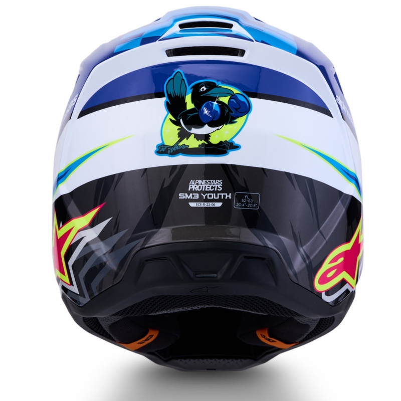 Dětská motokrosová helma na motorku Alpinestars S-M3 Falcon modro-bílo-černá