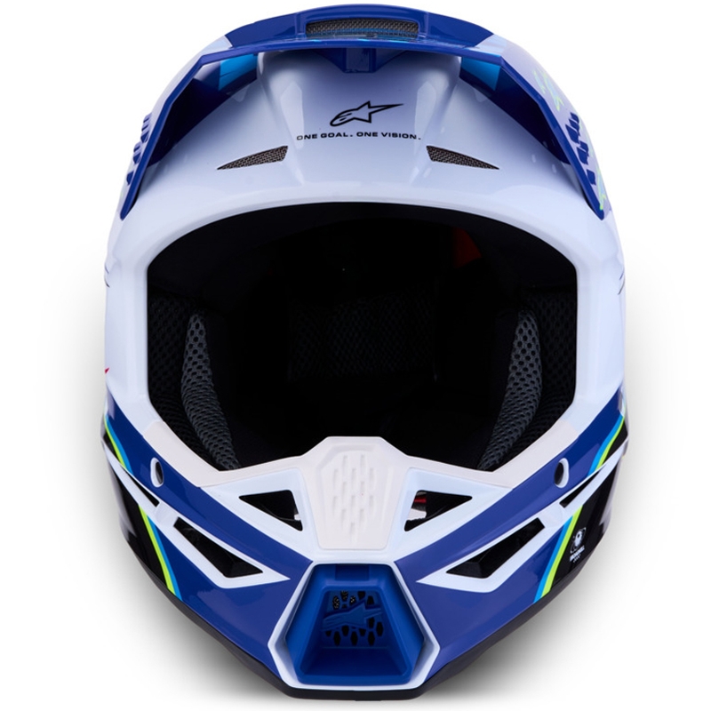 Dětská motokrosová helma na motorku Alpinestars S-M3 Falcon modro-bílo-černá