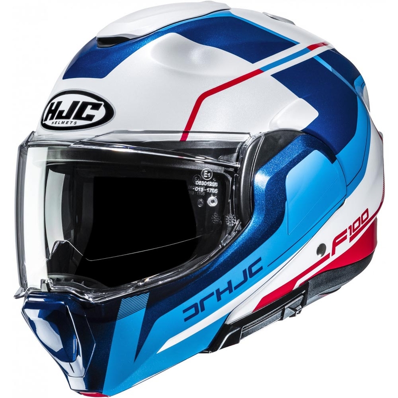 Překlápěcí helma na motorku HJC F100 Astra MC21 bílo-modro-červená