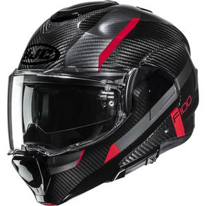 Překlápěcí helma na motorku HJC F100 Carbon Askan MC1 černo-červená