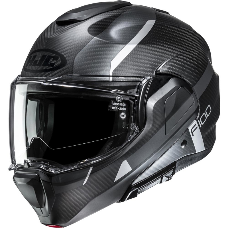 Překlápěcí helma na motorku HJC F100 Carbon Askan MC5SF černo-šedo-stříbrná