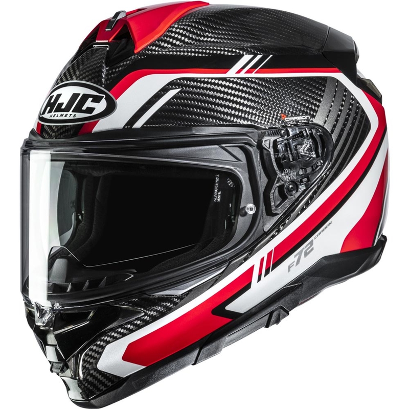 Integrální helma na motorku HJC F72 Carbon Kairo MC1 černo-bílo-červená