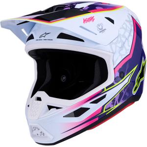 Motokrosová helma na motorku Alpinestars Supertech S-M7 Blaster fialovo-bílá