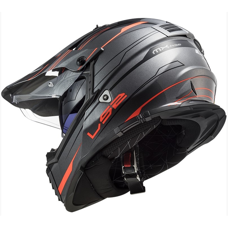 Enduro sisak LS2 MX436 Pioneer EVO Evolve szürke-narancssárga