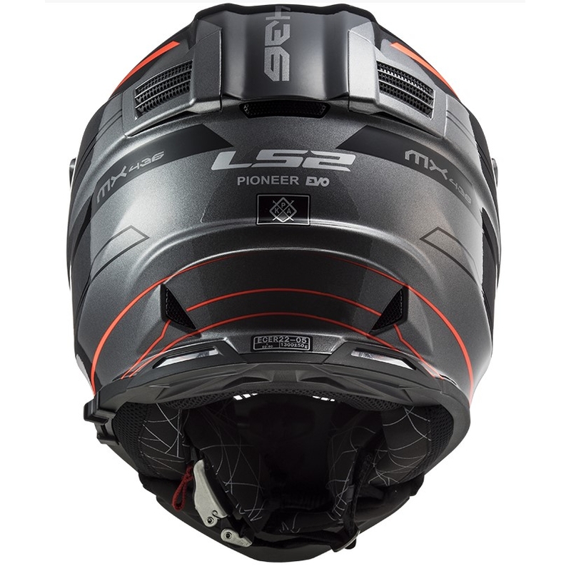 Enduro sisak LS2 MX436 Pioneer EVO Evolve szürke-narancssárga
