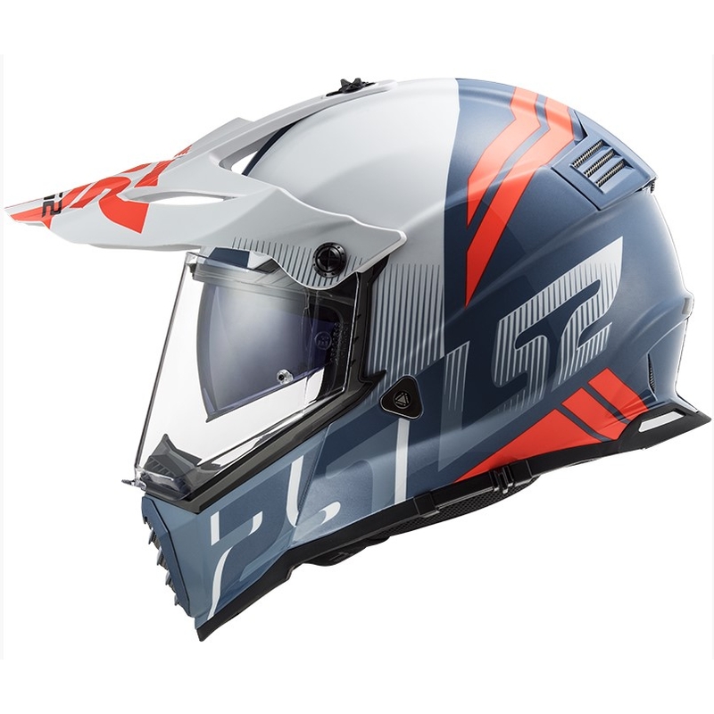 Enduro sisak LS2 MX436 Pioneer EVO Evolve fehér-kék-narancssárga