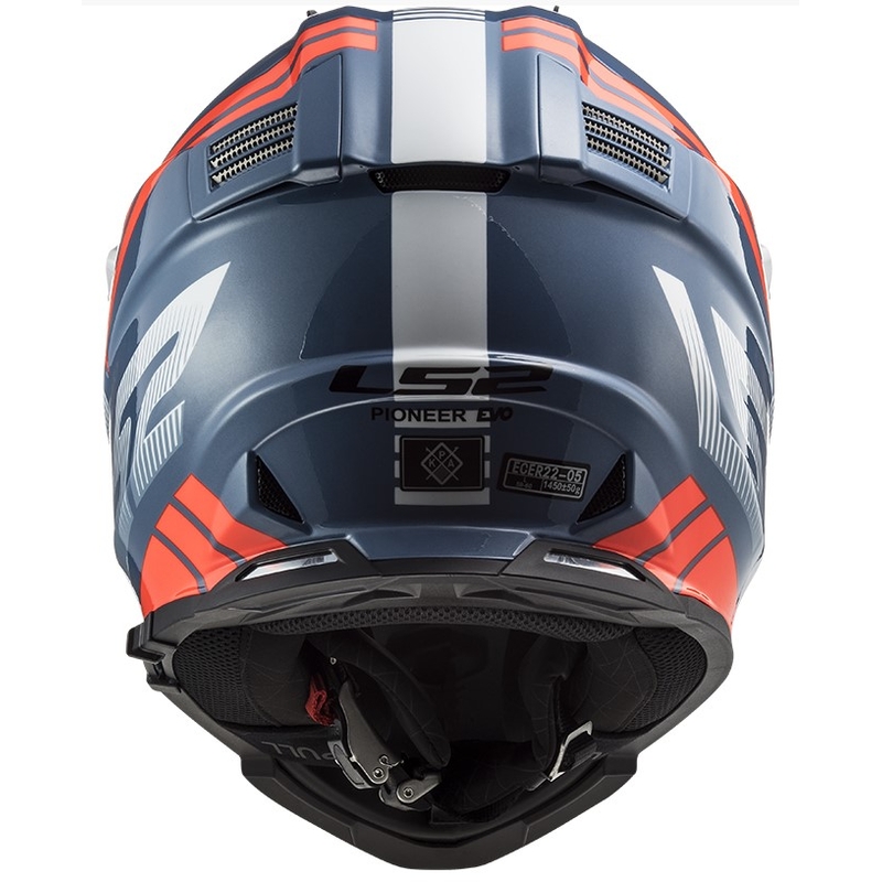 Enduro sisak LS2 MX436 Pioneer EVO Evolve fehér-kék-narancssárga