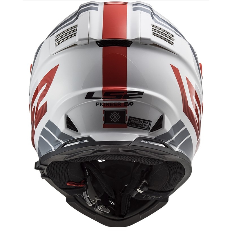 Enduro sisak LS2 MX436 Pioneer EVO Evolve fehér-szürke-piros