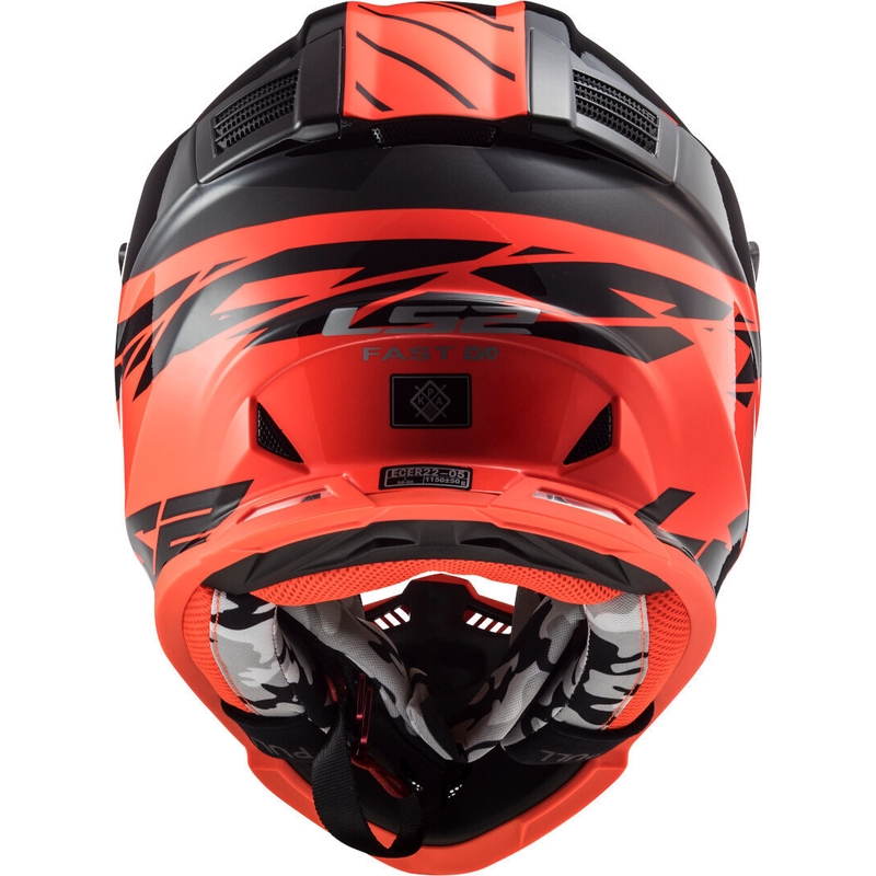 Motocross sisak LS2 MX437 Fast Evo Roar fekete-piros kiárusítás