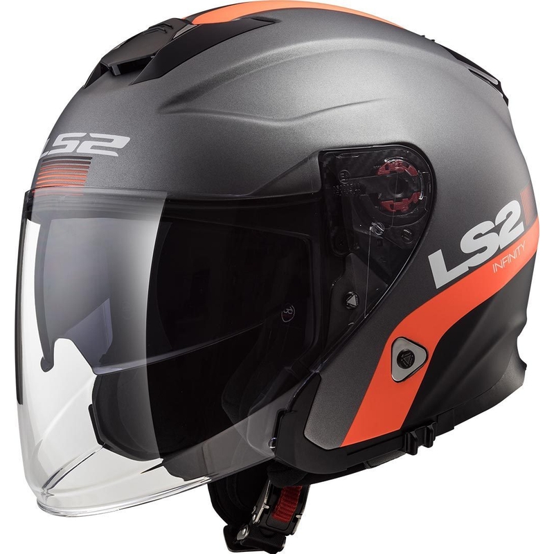 LS2 OF521 Infinity Smart Open motorkerékpár sisak Titanium Orange
