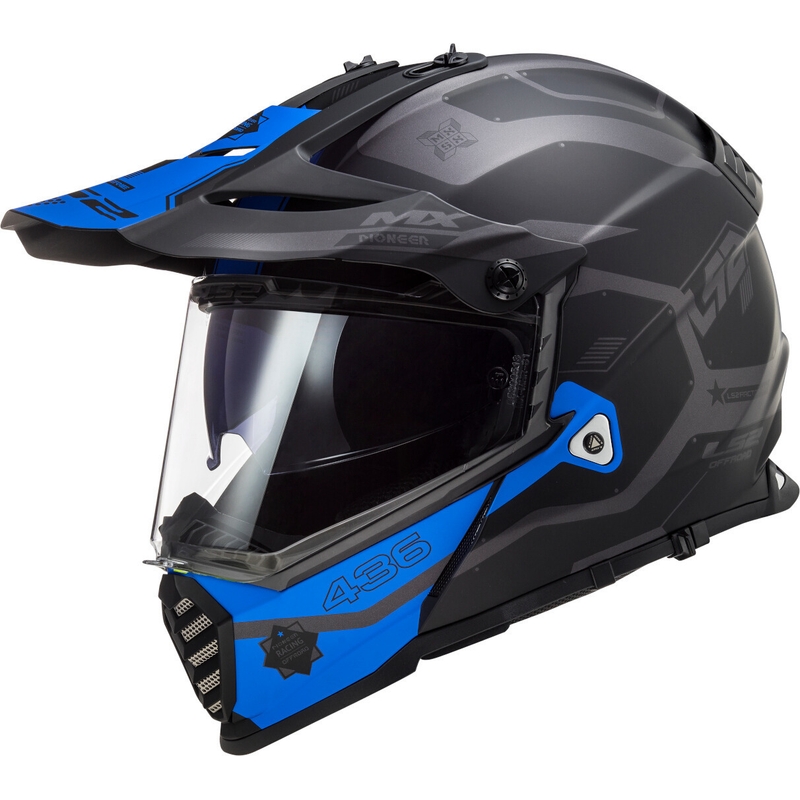 Enduro sisak LS2 MX436 Pioneer EVO Cobra fekete-kék