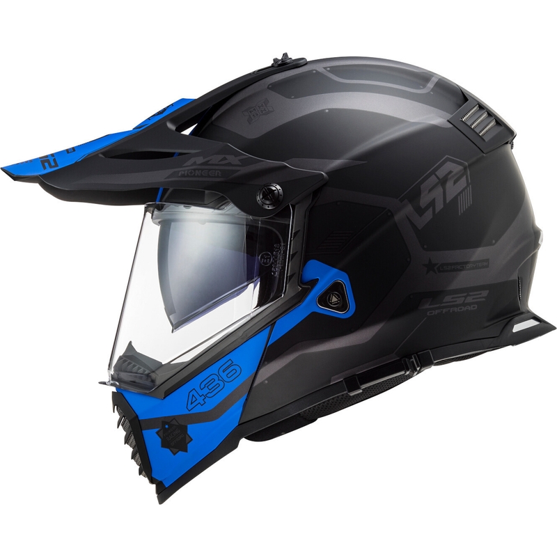 Enduro sisak LS2 MX436 Pioneer EVO Cobra fekete-kék