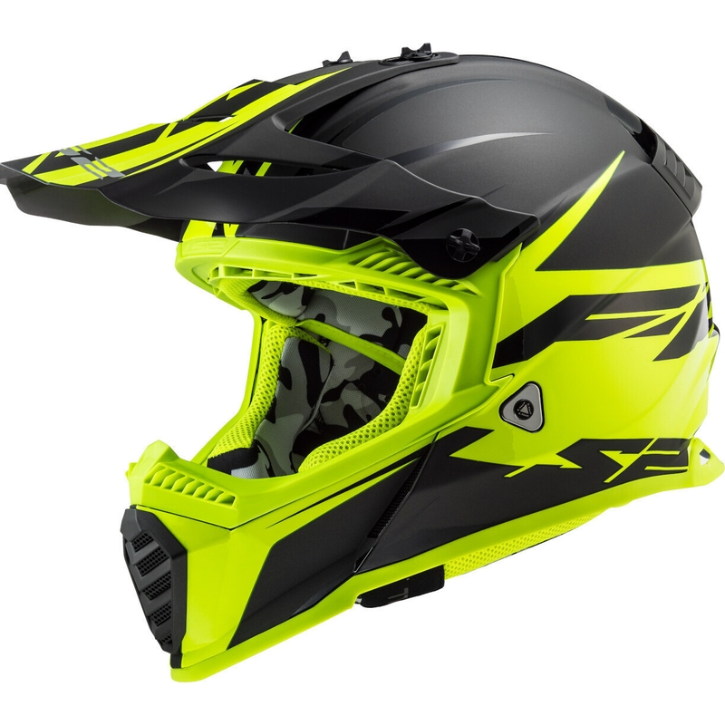 Motocross sisak LS2 MX437 Gyors Evo Roar fekete-fluo sárga