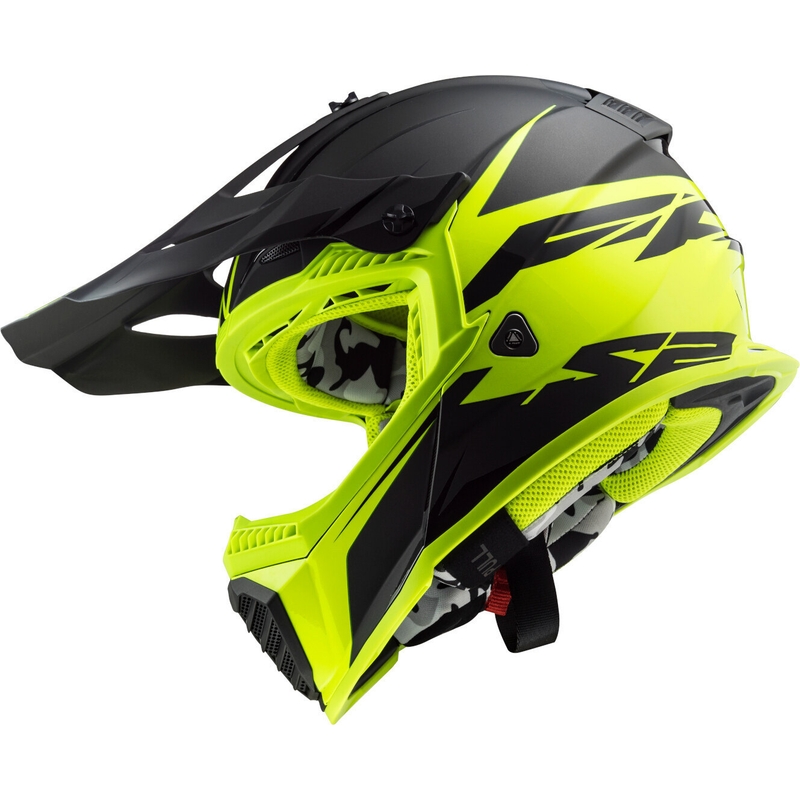 Motocross sisak LS2 MX437 Gyors Evo Roar fekete-fluo sárga
