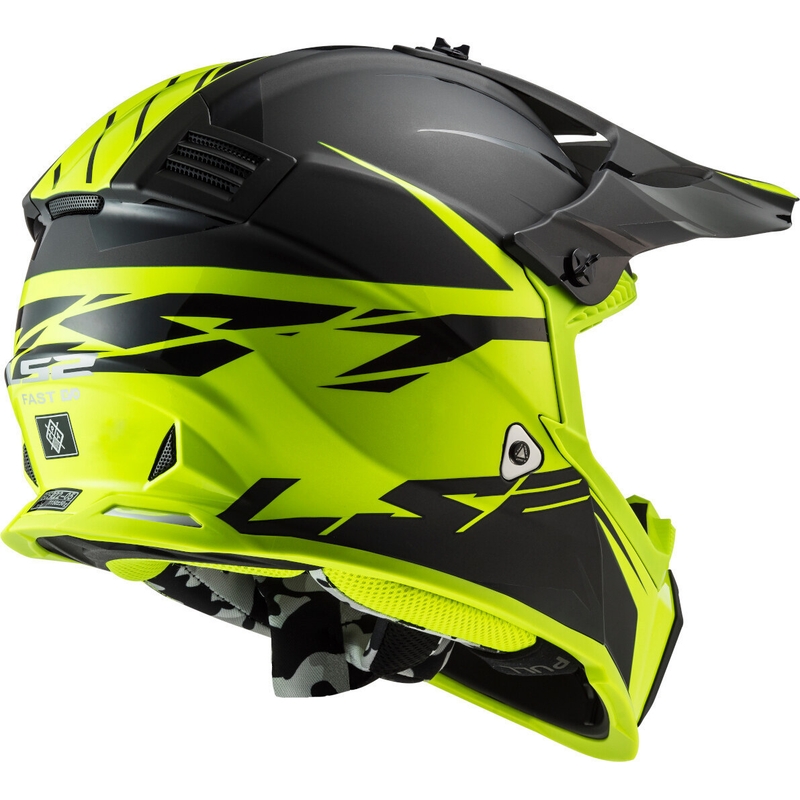 Motocross sisak LS2 MX437 Gyors Evo Roar fekete-fluo sárga