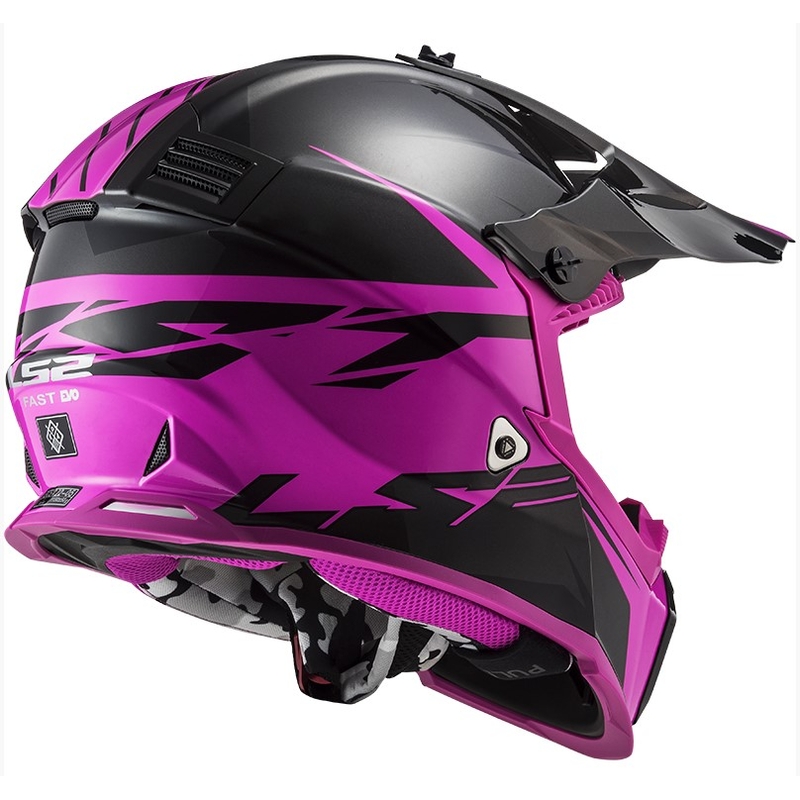 Motocross sisak LS2 MX437 Fast Evo Roar fekete-lila