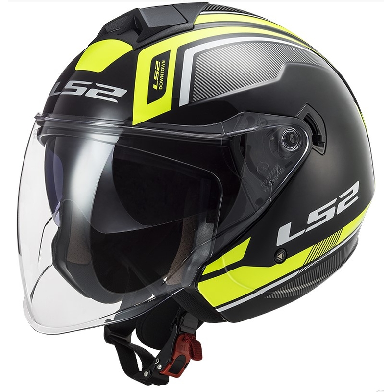 Nyitott motoros sisak LS2 OF573 Twister II Flix fekete-fluo sárga