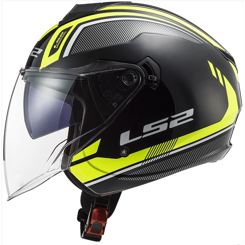 Nyitott motoros sisak LS2 OF573 Twister II Flix fekete-fluo sárga